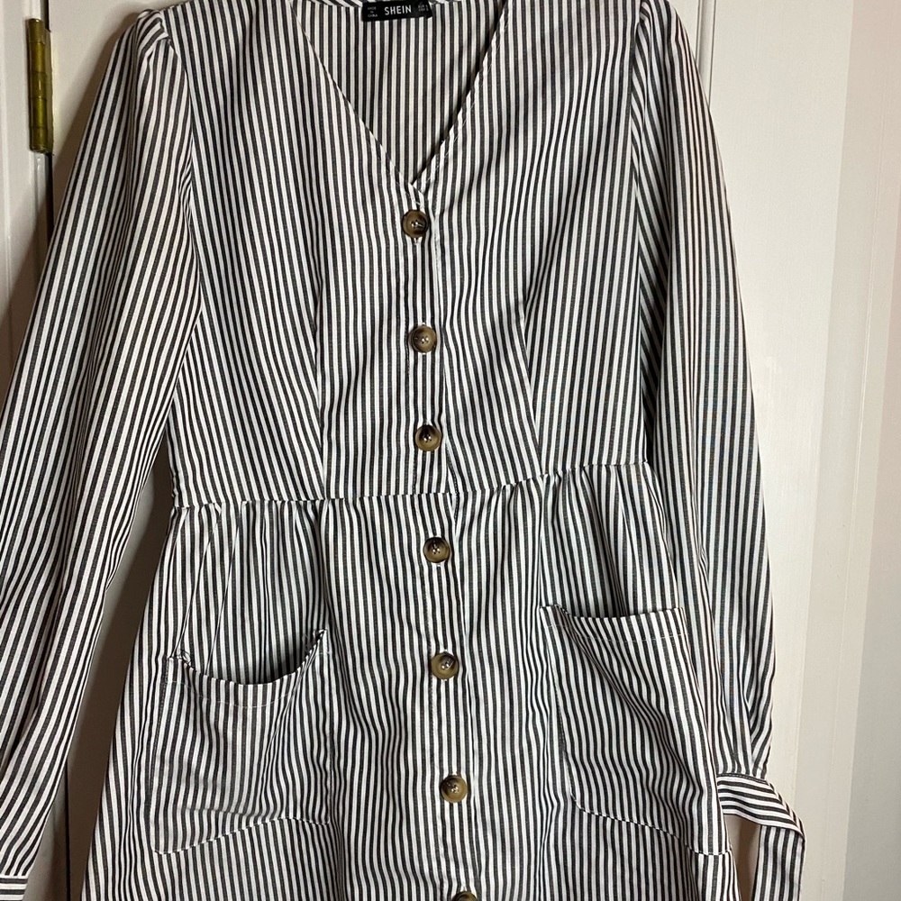 button up striped dress